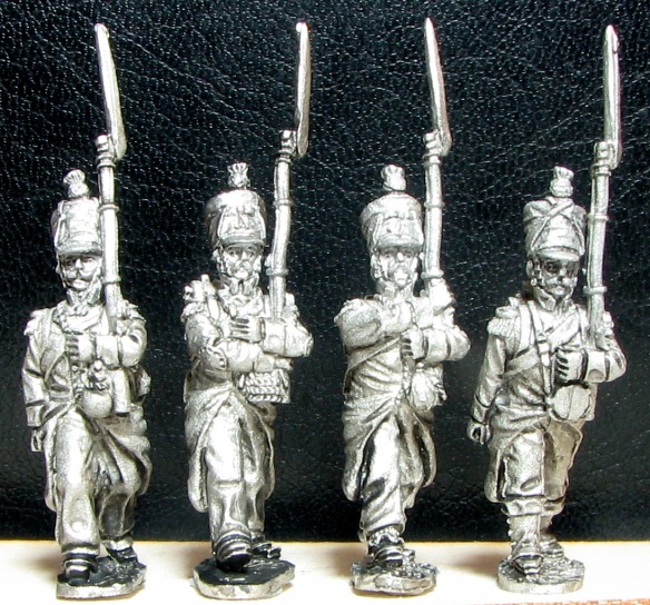 F27 Four grenadier figures in march attack poses front